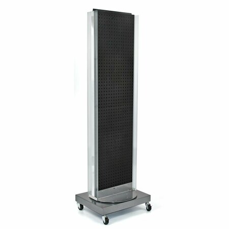 AZAR DISPLAYS Two-Sided Pegboard Floor Display w/ Two C-Channel Sides on a Revolving Wheeled Base. 700258-BLK